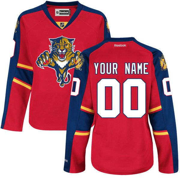 Women Florida Panthers Reebok Red Custom Premier Home NHL Jersey->customized nhl jersey->Custom Jersey